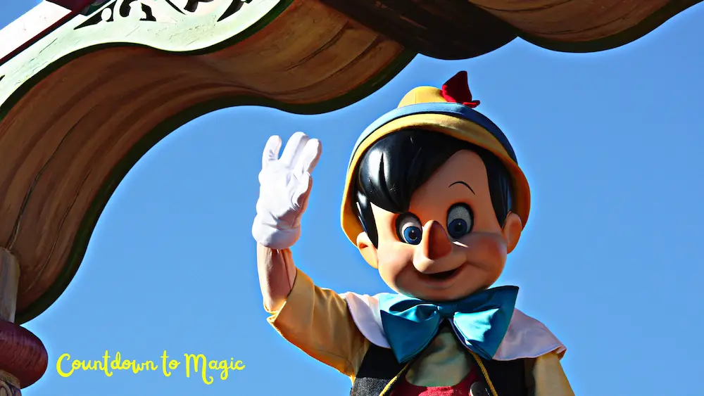Pinocchio is a Disney character starting with the letter P.
