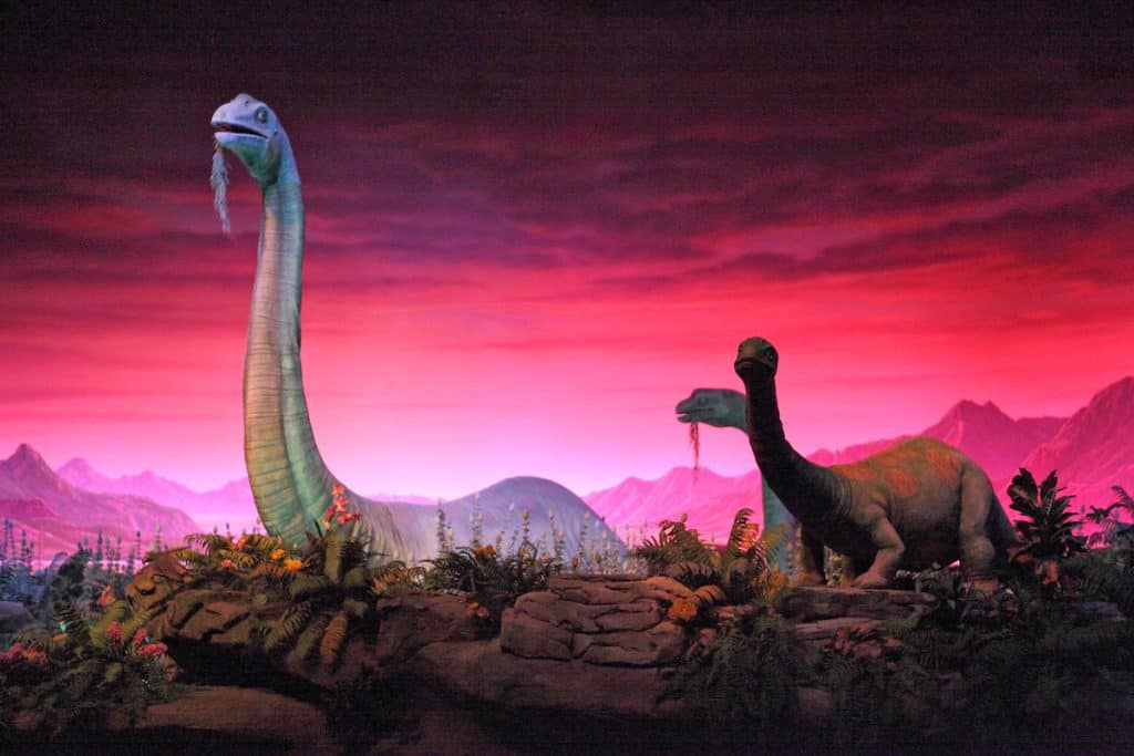 Dinosaurs roamed the Earth inside of Ellen’s Energy Adventure ride at Epcot.  Sadly, this Disney World ride is permanently closed.