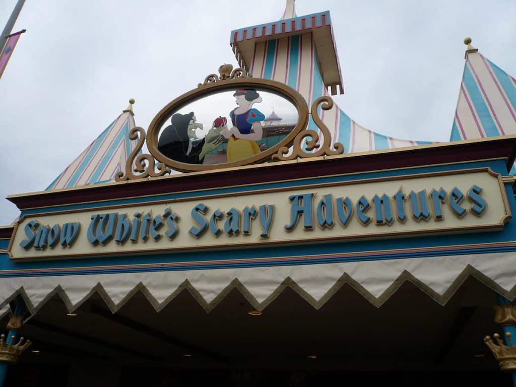 Snow White’s Scary Adventures Sign in Disney World.